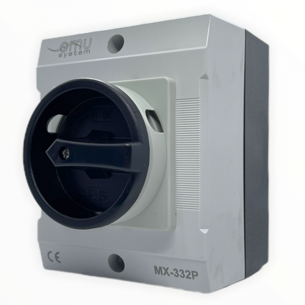 Hauptschalter 4-​Polig 32 A - im Gehäuse IP65 Schwarz